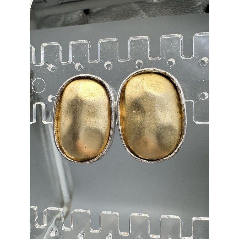 Norma Jean Organic Mixed Metals Chunky Oval Clip Earrings